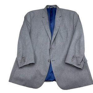 Bill Blass Blazer Men 48R Gray Pinstripe‎ Karako Classic Career Jacket Polyester